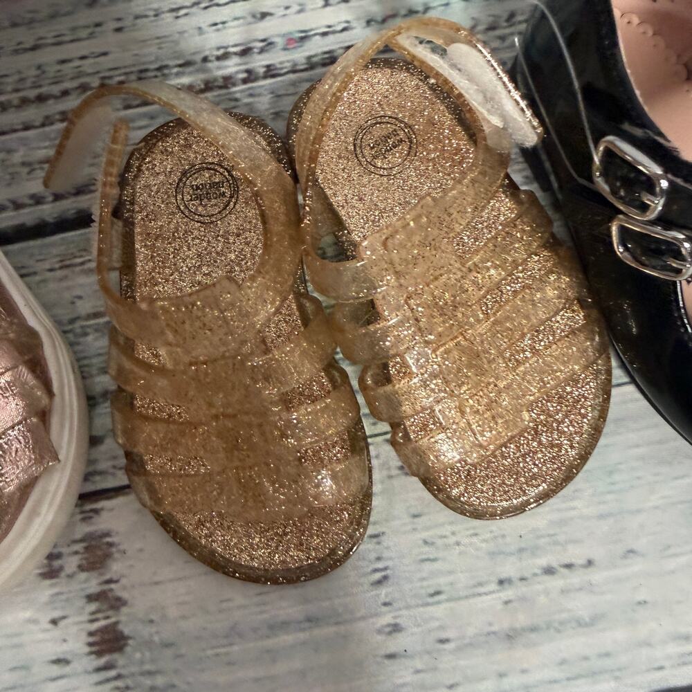 Wonder Nation Girls Shoes Lot Size 3 & 5 Glitter Sandals Slip On Mary Janes